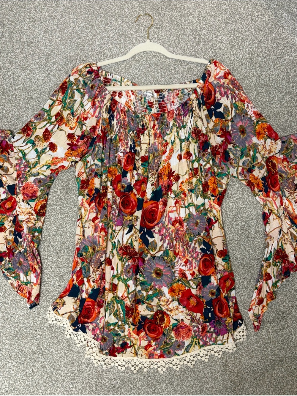 Jodifl Floral Peasant Top 🌸 Size Large | Boho Chic Boutique Style